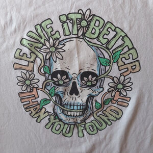Skull Mens T Shirt 2XL 50 52 White Tshirt Leave it Better Then You Found It